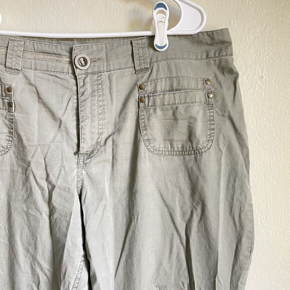 Tribal Cropped Capri Pants Casual Green Women Plus Size 14 - Picture 2 of 6